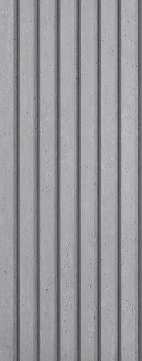 3D Fluted Panel 23137-3 Travertine Grey colour texture