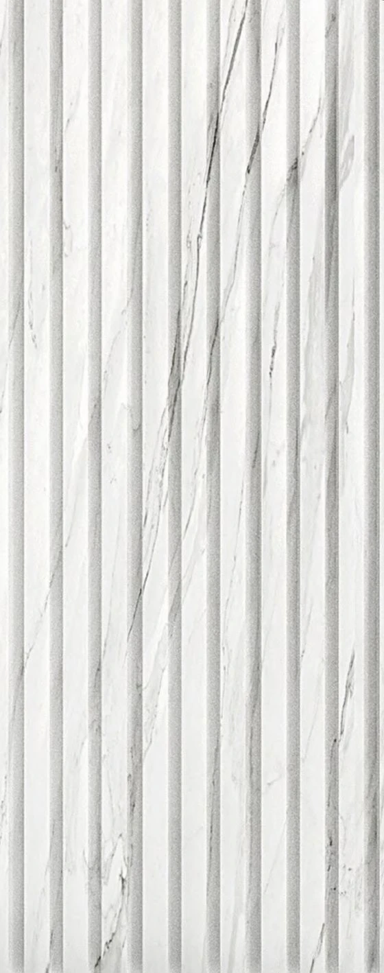 3D Fluted Panel 23138-2 Marble Statuario colour texture