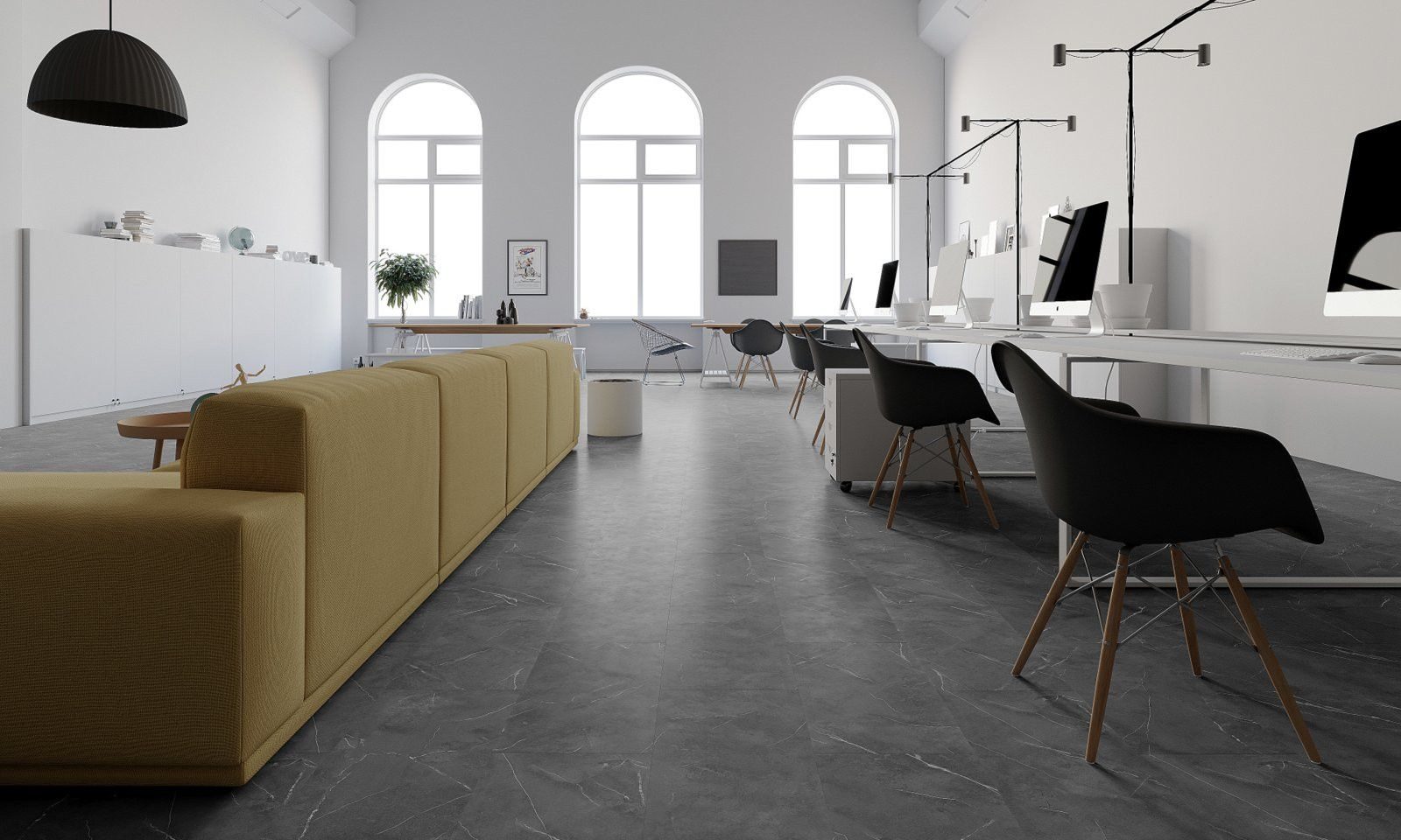 Stone Inspired SPC flooring application example in an office space