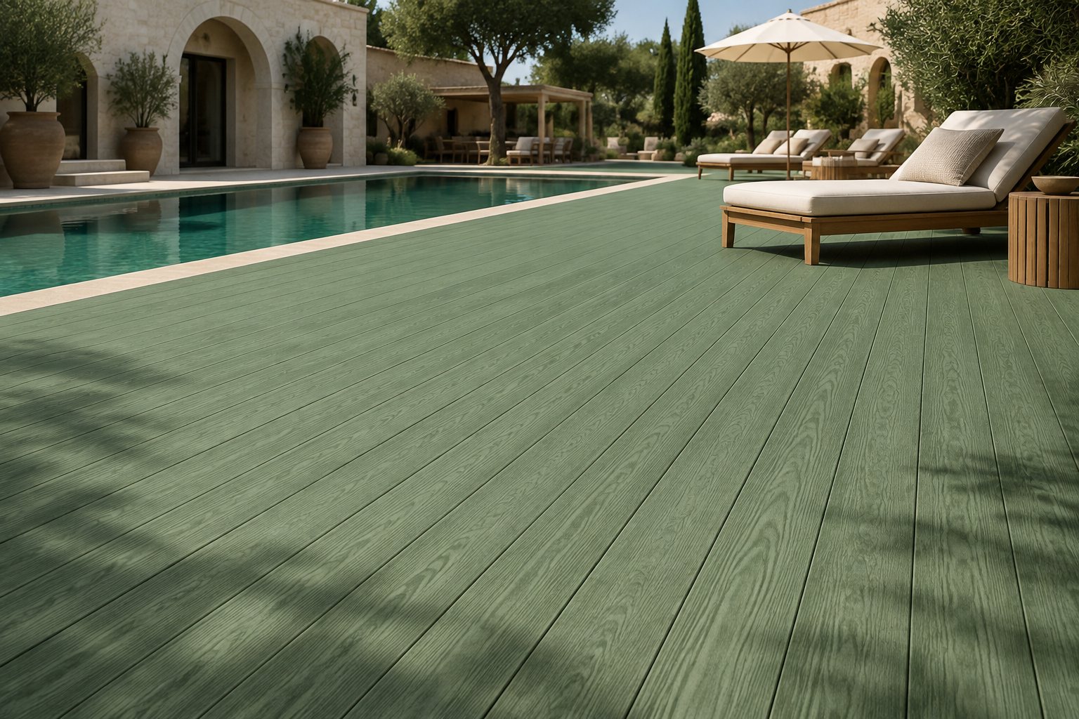 Restaurant/café terrace finished with 3D Emboss composite decking