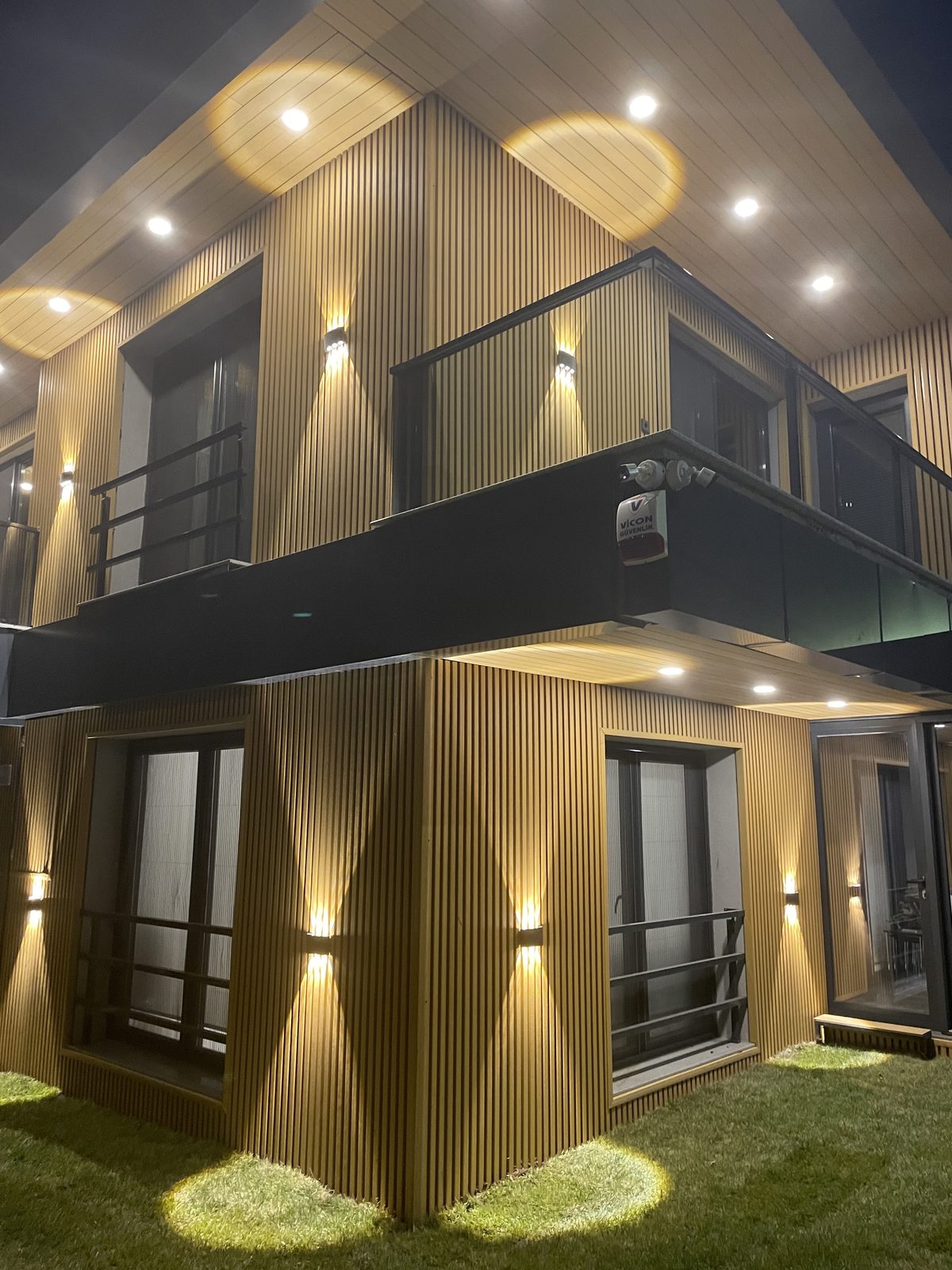 Night lighting effect on composite wall cladding