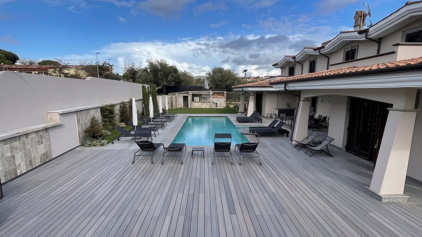 Poolside terrace finished with DURO 3.0 composite decking