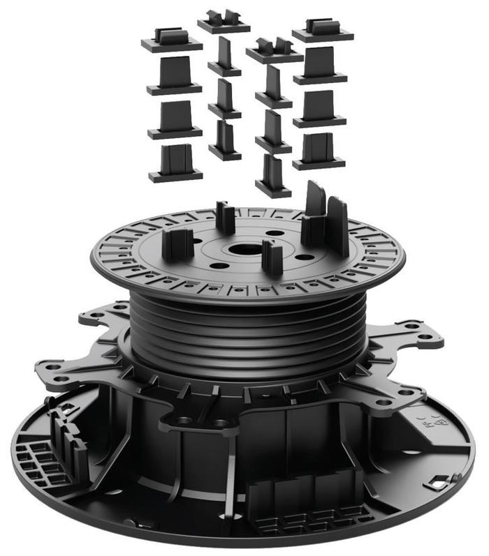 3D view of adjustable pedestal system components